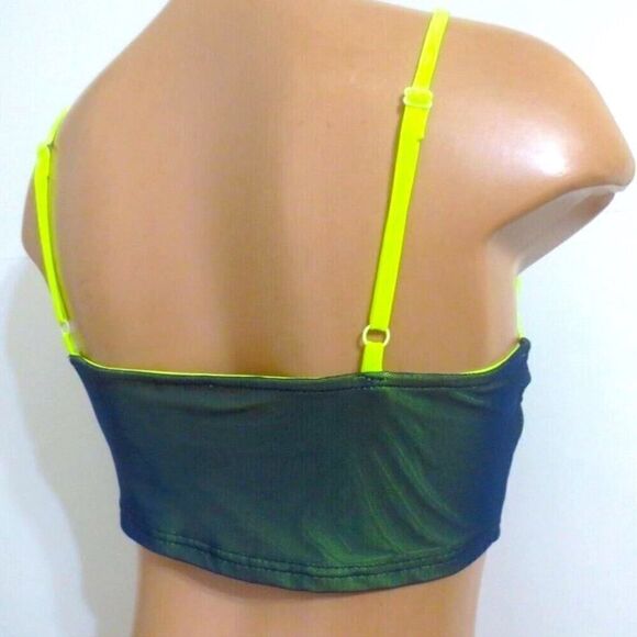Superdown Green & Yellow Moriah Contrast Mesh Crop Top - Picture 5 of 8